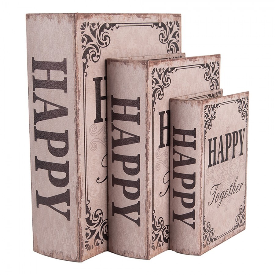 3ks úložný box kniha Happy Together - 27*22*7 / 22*17*6 / 17*12*4 cm