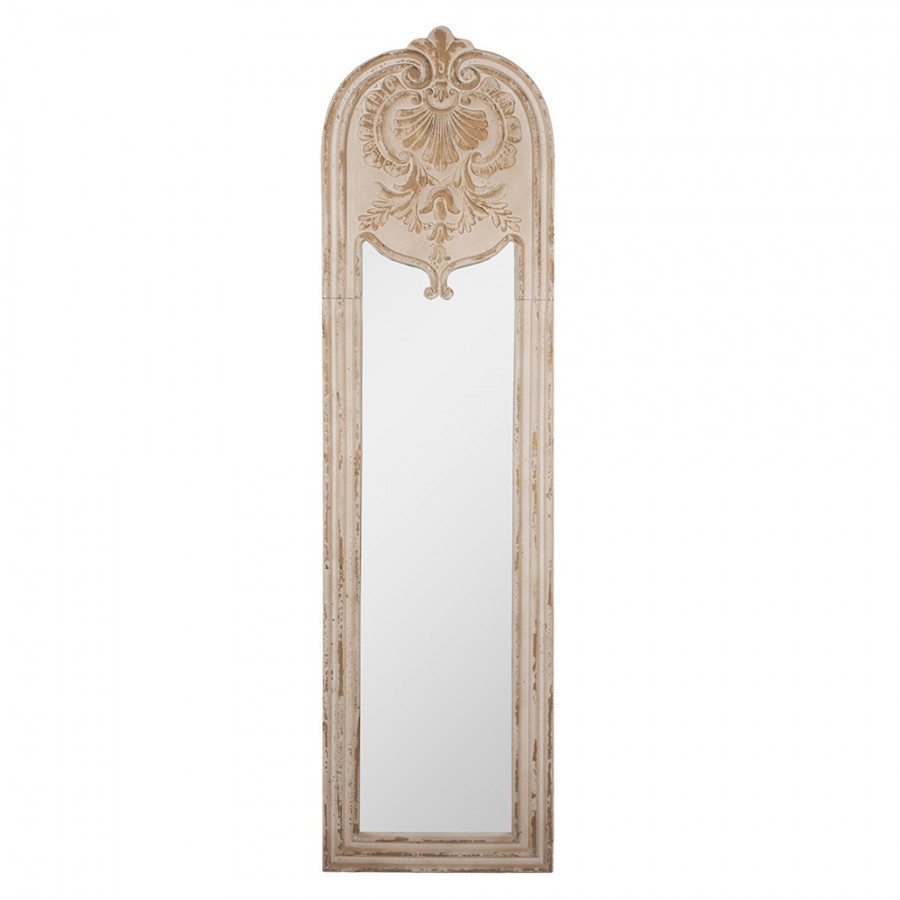 Béžové antik nástěnné zrcadlo s ornamenty Gital - 48*4*180 cm