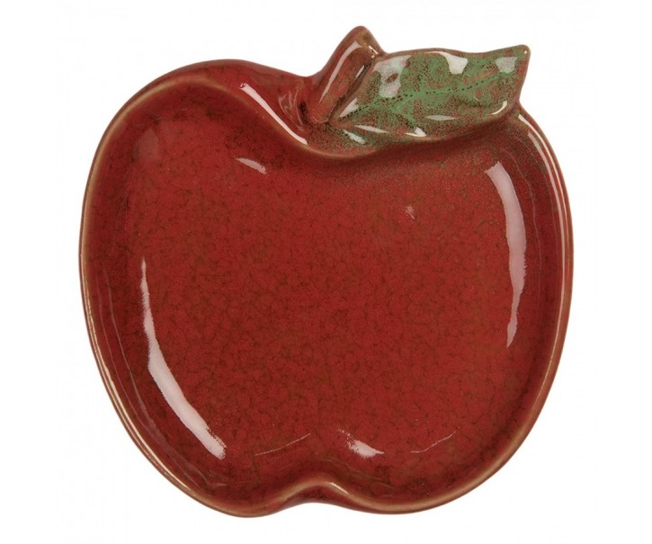 Dekorační keramický talířek ve tvaru jablka Retro Uniq - 13*13*2 cm Clayre & Eef