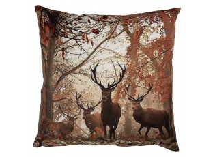 Hnědý povlak na polštář s jeleny v lese Deer - 45*45 cm