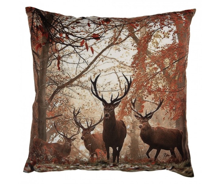 Hnědý povlak na polštář s jeleny v lese Deer - 45*45 cm