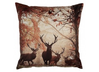 Hnědý povlak na polštář s jeleny v lese Deer - 45*45 cm