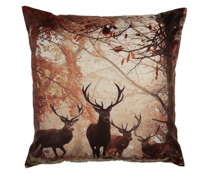 Hnědý povlak na polštář s jeleny v lese Deer - 45*45 cm