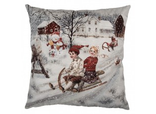 Povlak na polštář s dětmi na sáňkách Christmas - 45*45 cm