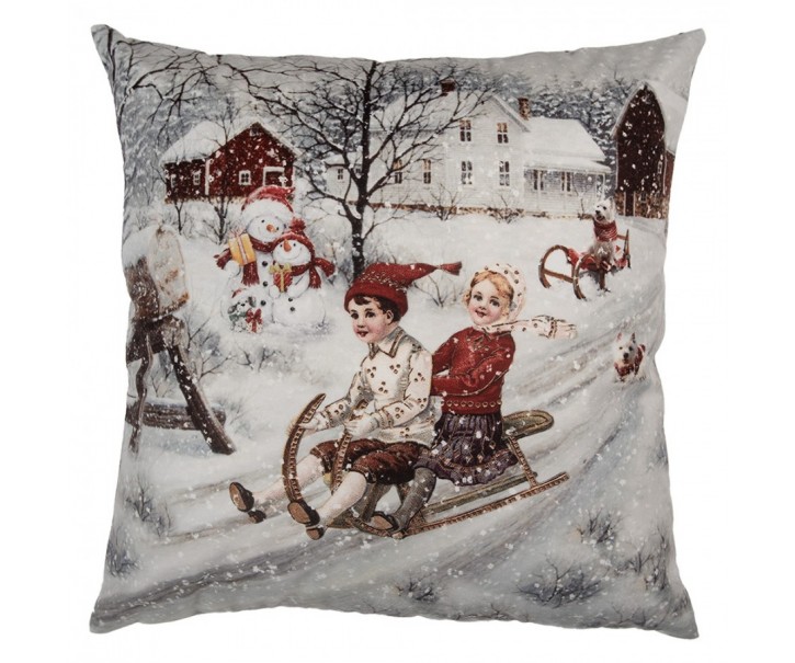 Povlak na polštář s dětmi na sáňkách Christmas - 45*45 cm