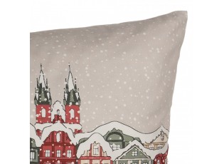 Béžový povlak na polštář s domky Amsterdam Christmas - 45*45 cm