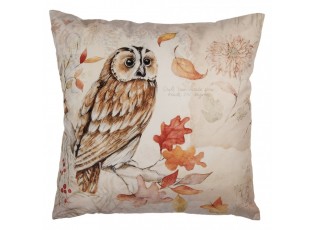 Béžový povlak na polštář se sovou Owl - 45*45 cm
