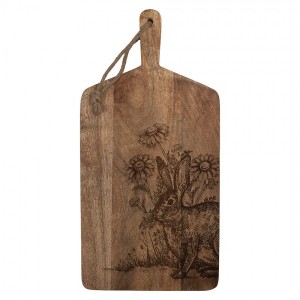 Dřevěné servírovací prkénko s králíkem Board Wood Rabbit - 25*2*50 cm