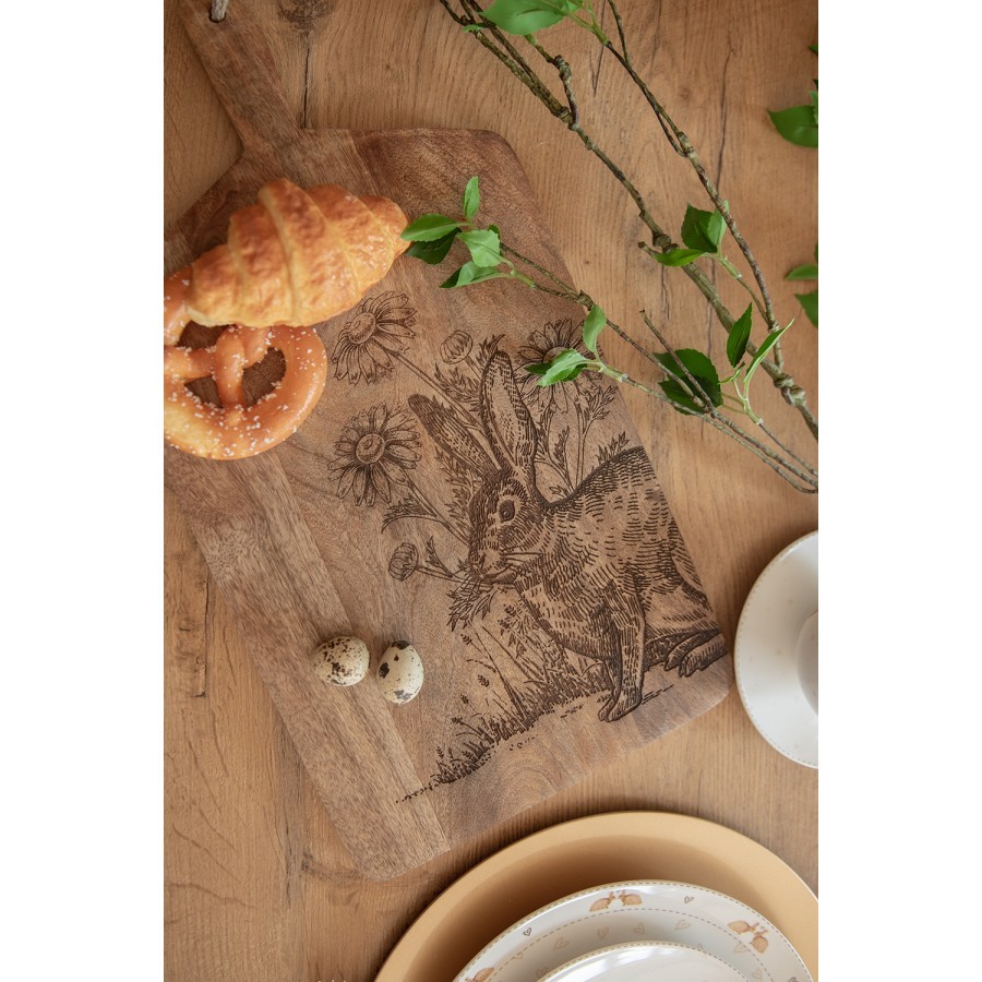 Dřevěné servírovací prkénko s králíkem Board Wood Rabbit - 25*2*50 cm
