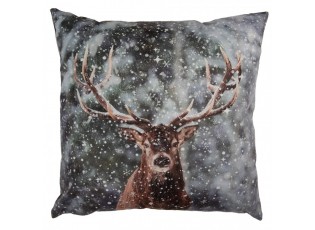 Šedý povlak na polštář s jelenem Deer Christmas - 45*45 cm