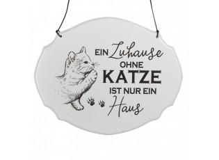 Text Sign 18x15 Cm White Metal Cat - 18*1*15 cm