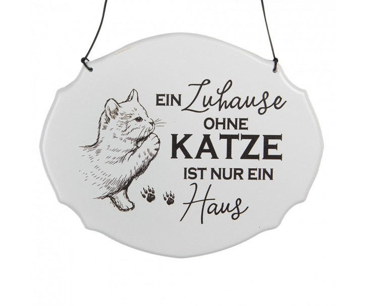 Text Sign 18x15 Cm White Metal Cat - 18*1*15 cm Clayre & Eef