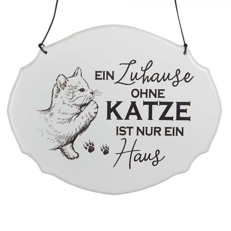 Text Sign 18x15 Cm White Metal Cat - 18*1*15 cm