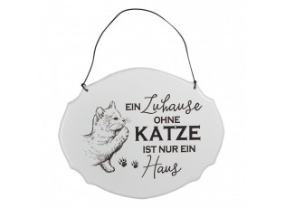 Text Sign 18x15 Cm White Metal Cat - 18*1*15 cm