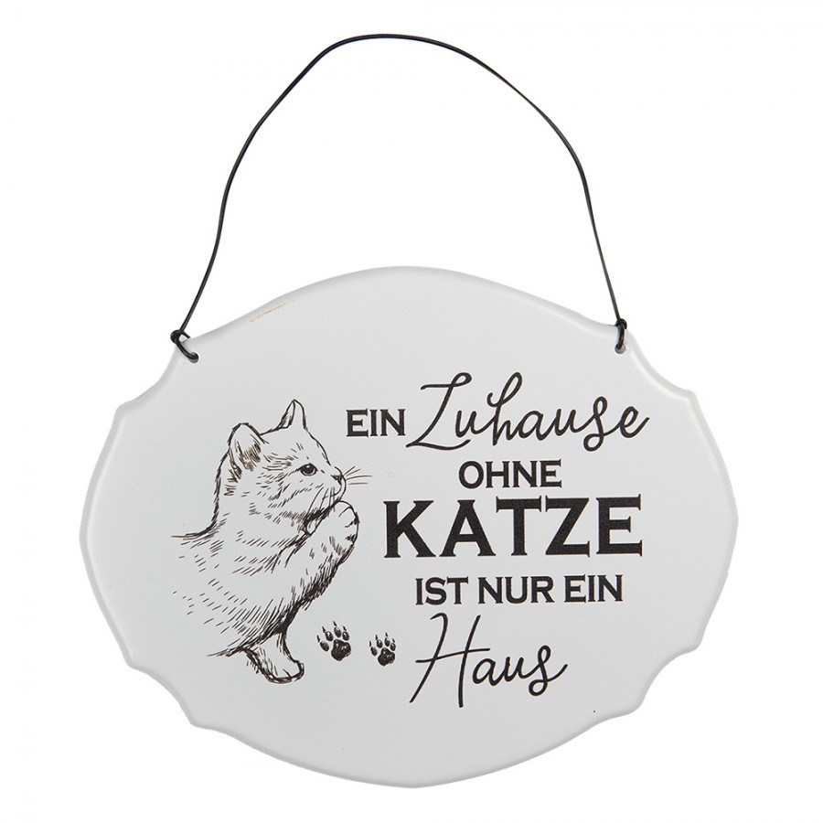 Text Sign 18x15 Cm White Metal Cat - 18*1*15 cm