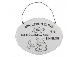 Text Sign 18x15 Cm White Metal Cat - 18*1*15 cm