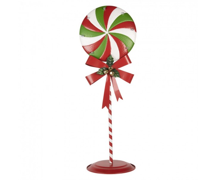 Christmas Decoration With LED Lighting Lollipop 36x29x100 Cm Red Green Metal - 36*29*100 cm / 3*AA Clayre & Eef