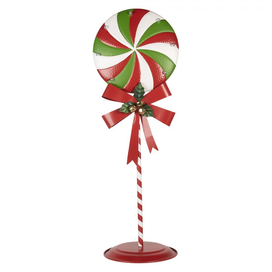 Christmas Decoration With LED Lighting Lollipop 36x29x100 Cm Red Green Metal - 36*29*100 cm / 3*AA