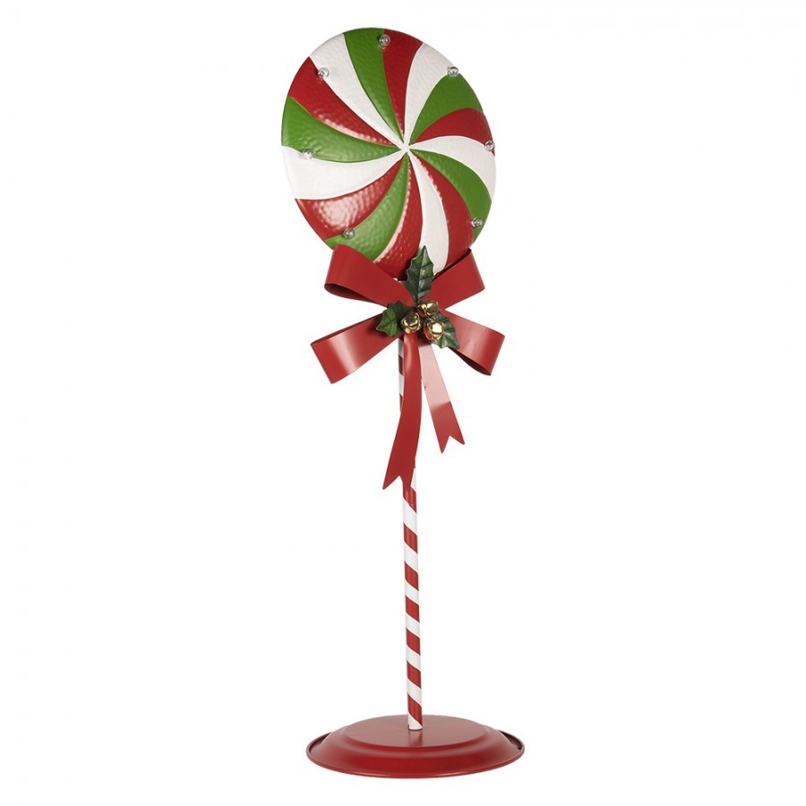 Christmas Decoration With LED Lighting Lollipop 36x29x100 Cm Red Green Metal - 36*29*100 cm / 3*AA