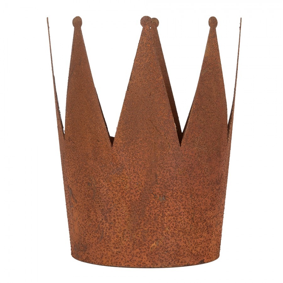 3ks rezavý svícen koruna Brocante rust - Ø 32*25 / Ø 17*21 / Ø 12*17 cm 