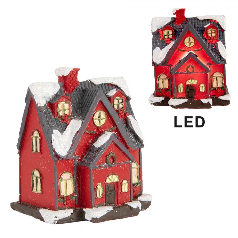 Dekorace malinký svítící červený domek Manon LED - 6*5*7 cm