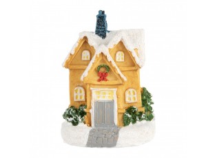 Dekorace malinký svítící žlutý domek Manon LED - 6*5*9 cm