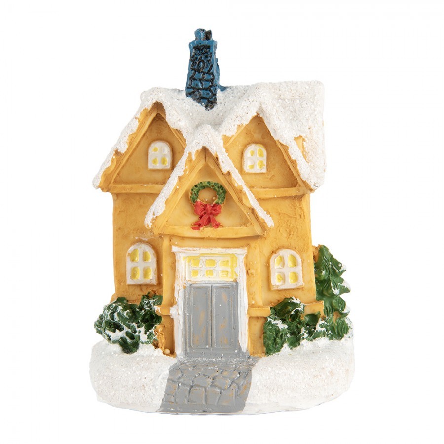 Dekorace malinký svítící žlutý domek Manon LED - 6*5*9 cm