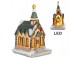 Dekorace malinký svítící béžový domek kostel Manon LED - 5*5*5 cm Clayre & Eef
