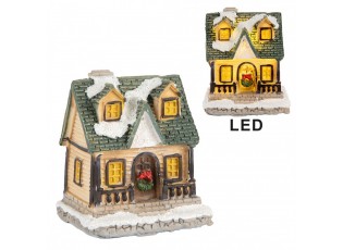 Dekorace malinký svítící béžový domek Manon LED - 5*5*6 cm