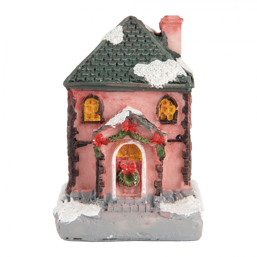 Dekorace malinký svítící růžový domek Manon LED - 4*5*6 cm Clayre & Eef Dekorace malinký svítící růžový domek Manon LED - 4*5*6 cm Clayre & Eef