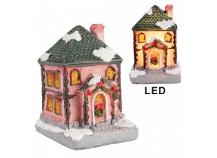 Dekorace malinký svítící růžový domek Manon LED - 4*5*6 cm