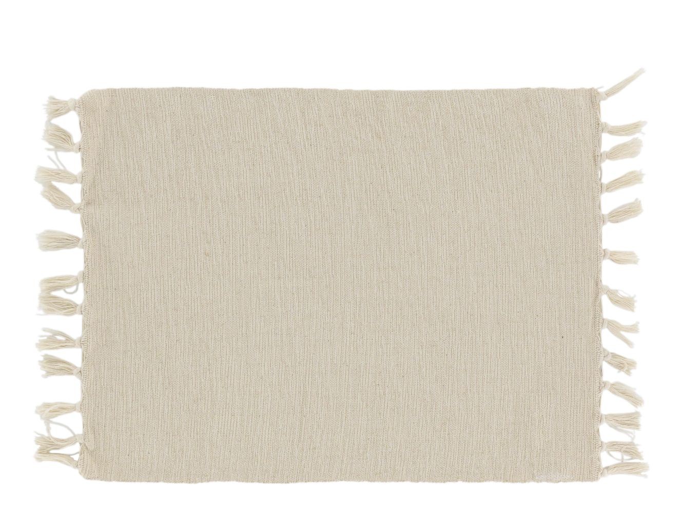Krémové bavlněné prostírání se střapci Éternel - 34*45 cm
