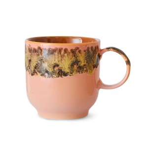 Růžovo-hnědý hrnek Coffee 70s Lush - 10*7*8cm / 250 ml 