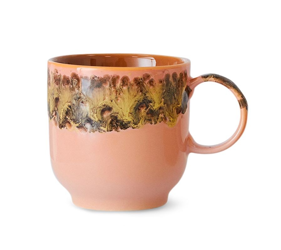 Růžovo-hnědý hrnek Coffee 70s Lush - 10*7*8cm / 250 ml 