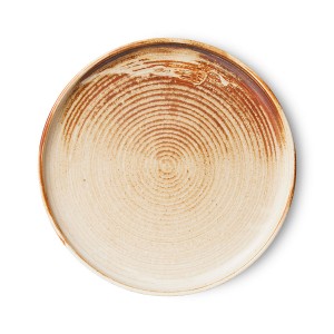 Rustikálně béžový porcelánový dezertní talíř Chef - Ø 20*3 cm 