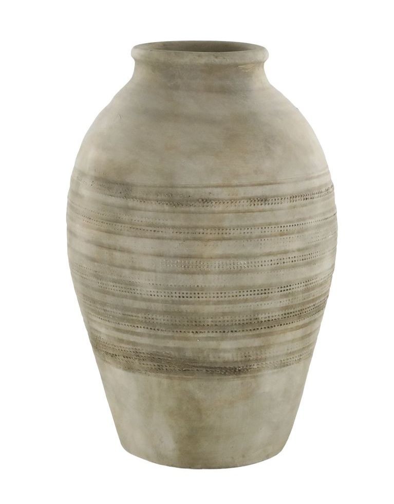 Béžová antik dekorační terakotová váza Lourdes - Ø 25*37 cm