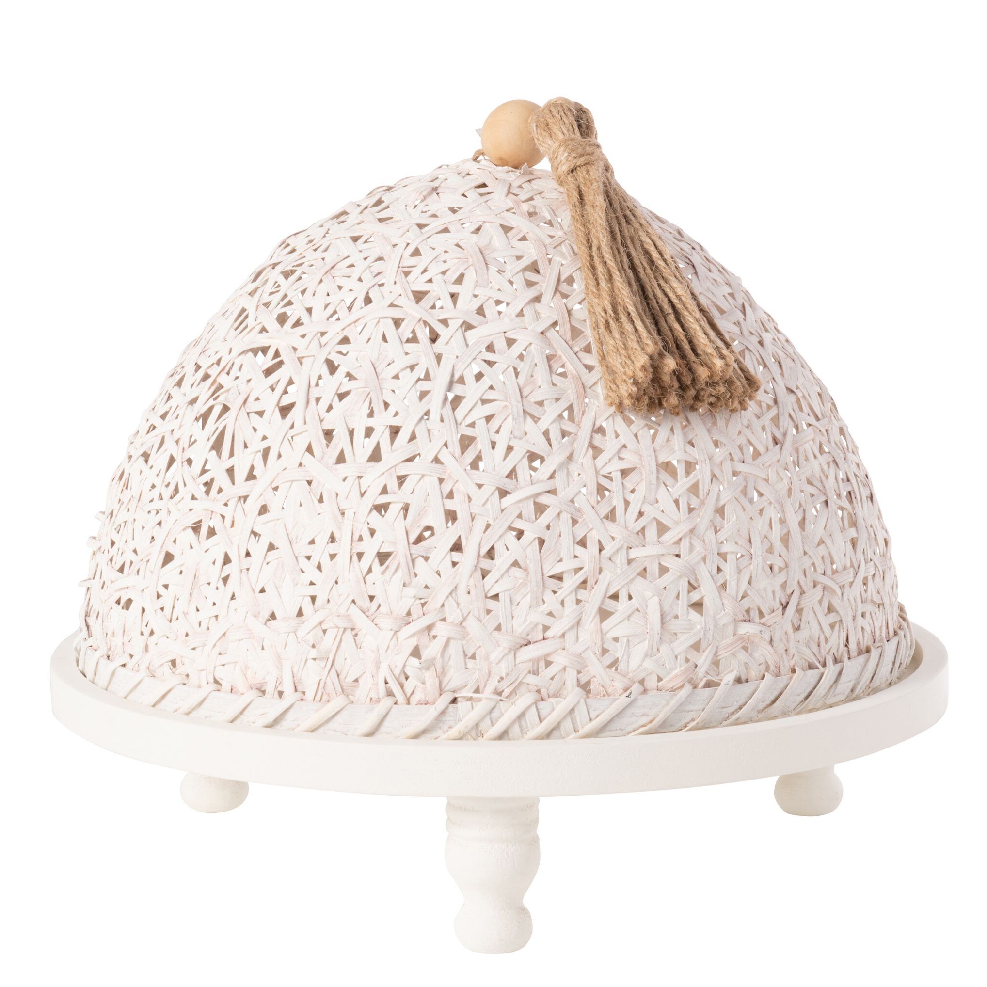 Bílý dřevěný podnos s poklopem Hood - Ø30 * 25 cm