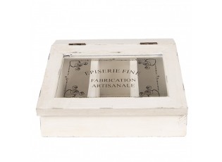 Béžový antik dřevěný box Episerie - 18*16*9 cm