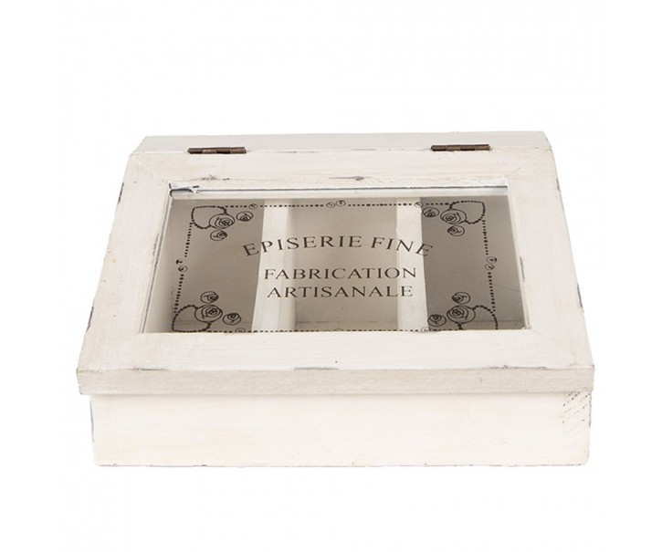 Béžový antik dřevěný box Episerie - 18*16*9 cm