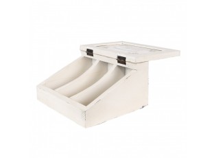 Béžový antik dřevěný box Episerie - 18*16*9 cm