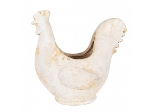 Béžový antik květináč kohoutek Chicken Brocante - 36*18*35 cm