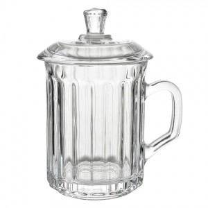 Skleněný hrnek s víčkem - 11*9*15 cm / 250 ml