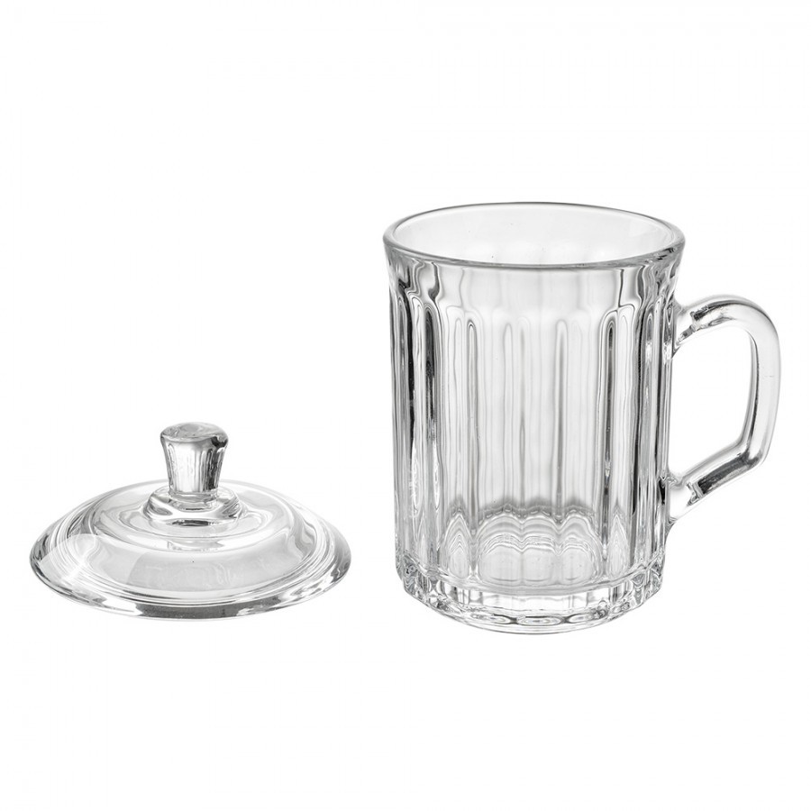 Skleněný hrnek s víčkem - 11*9*15 cm / 250 ml