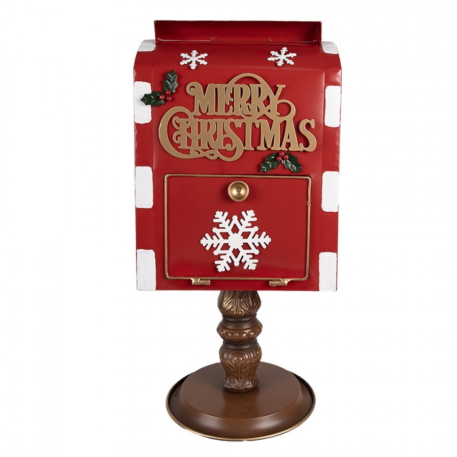 Christmas Decoration Mailbox 27x22x51 Cm Red Metal - 27*22*51 cm