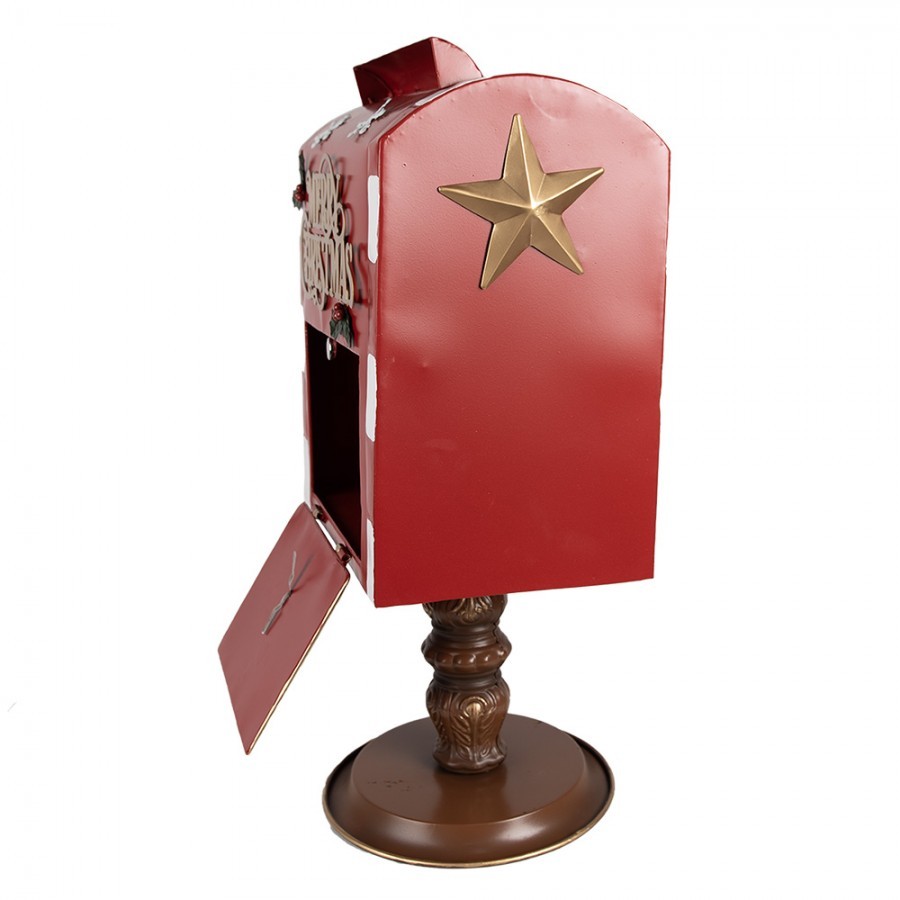 Christmas Decoration Mailbox 27x22x51 Cm Red Metal - 27*22*51 cm