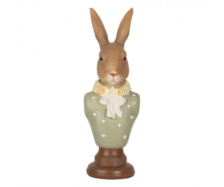 Dekorace busta králičí žena v zeleném obleku Rabbi bust - 6*5*18 cm Clayre & Eef