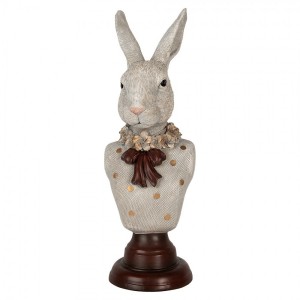 Dekorace busta králičí žena v šedém obleku Rabbi bust - 13*12*39 cm