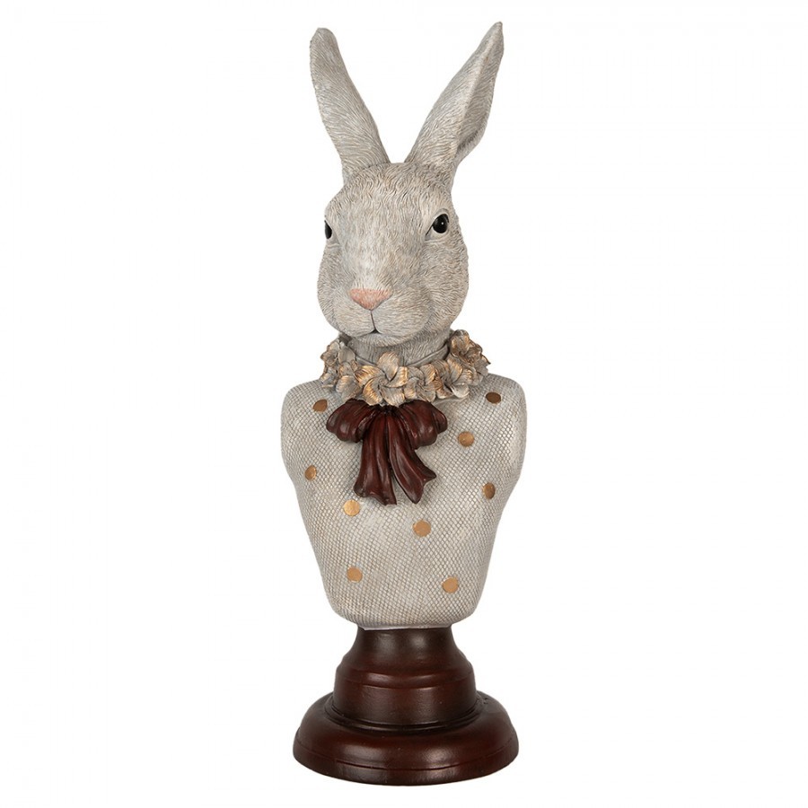 Dekorace busta králičí žena v šedém obleku Rabbi bust - 13*12*39 cm