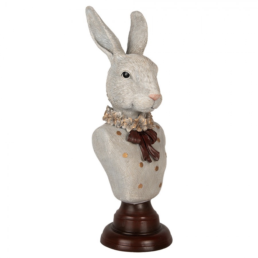 Dekorace busta králičí žena v šedém obleku Rabbi bust - 13*12*39 cm