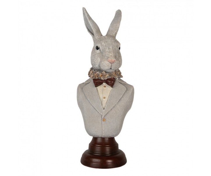 Dekorace busta králík v šedém obleku Rabbi bust - 15*13*39 cm Clayre & Eef
